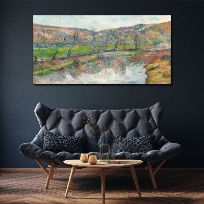 Foto leinwand Eine friedliche Landschaft am Fluss