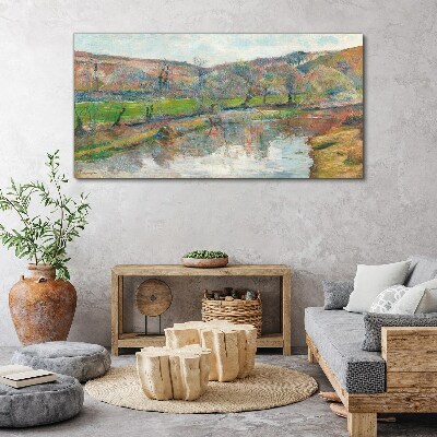 Foto leinwand Eine friedliche Landschaft am Fluss