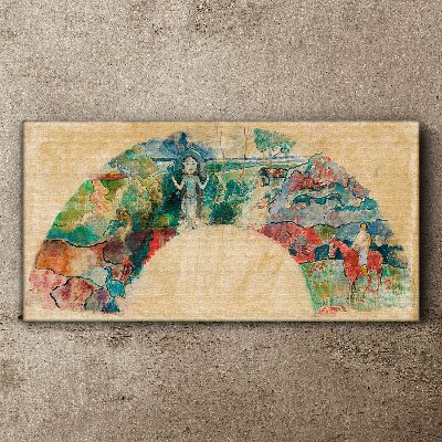 Foto leinwand Farbenfrohe Szene mit einer Figur in einer Landschaft
