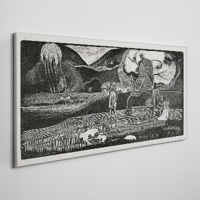 Foto auf leinwand Landschaft mit Figur und Natur