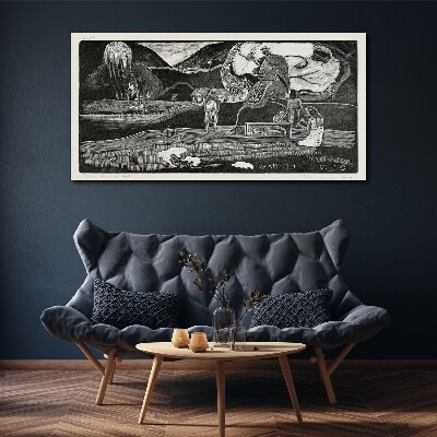 Foto auf leinwand Landschaft mit Figur und Natur