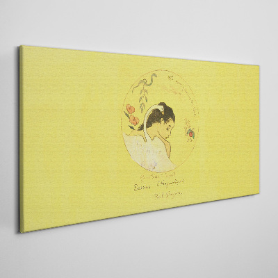 Foto auf leinwand Porträt einer Frau vor gelbem Hintergrund