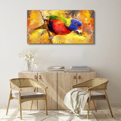 Foto leinwand Bunter Papagei auf dem Sonnenhintergrund