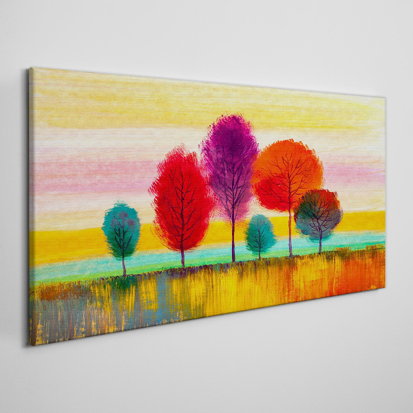 Foto auf leinwand Bunte Landschaft mit Bäumen