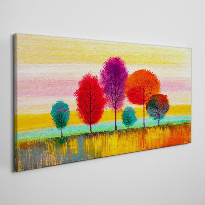 Foto auf leinwand Bunte Landschaft mit Bäumen