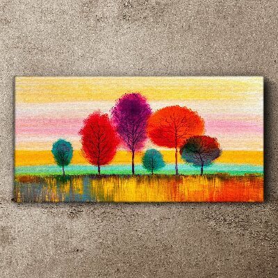 Foto auf leinwand Bunte Landschaft mit Bäumen