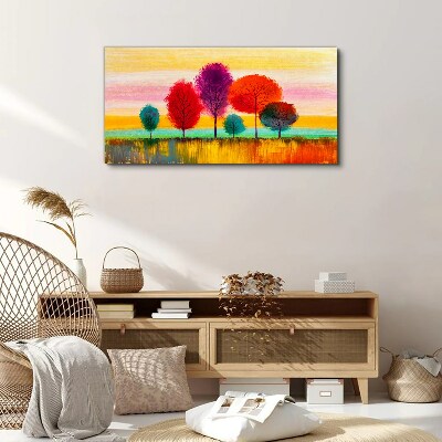 Foto auf leinwand Bunte Landschaft mit Bäumen