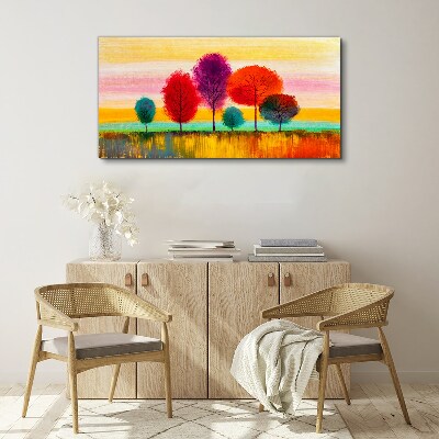 Foto auf leinwand Bunte Landschaft mit Bäumen