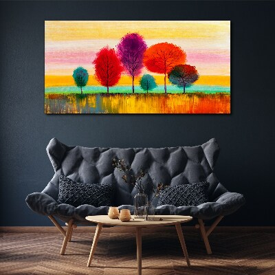 Foto auf leinwand Bunte Landschaft mit Bäumen