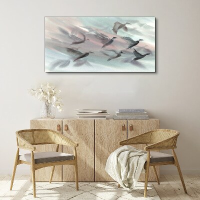 Bild auf leinwand Vogelflug in pastellfarbener Aura