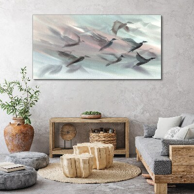 Bild auf leinwand Vogelflug in pastellfarbener Aura