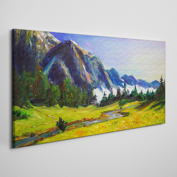 Foto auf leinwand Berglandschaft in Frühlingsfarben