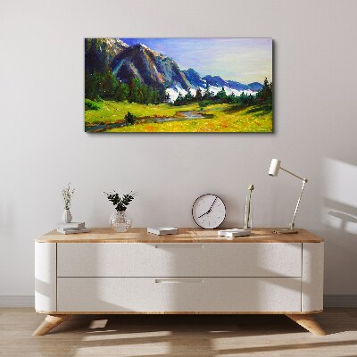 Foto auf leinwand Berglandschaft in Frühlingsfarben