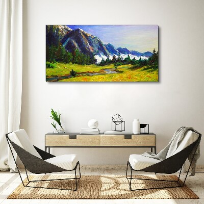 Foto auf leinwand Berglandschaft in Frühlingsfarben