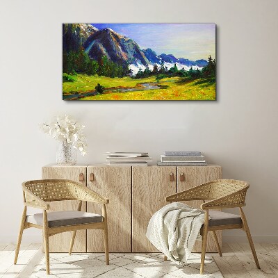 Foto auf leinwand Berglandschaft in Frühlingsfarben
