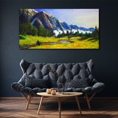 Foto auf leinwand Berglandschaft in Frühlingsfarben