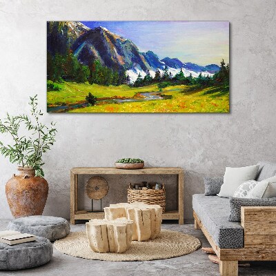 Foto auf leinwand Berglandschaft in Frühlingsfarben