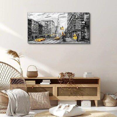 Bild auf leinwand New Yorker Straße in gelben Taxis