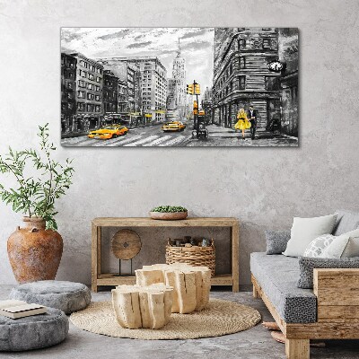 Bild auf leinwand New Yorker Straße in gelben Taxis