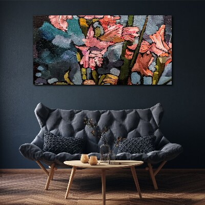 Foto auf leinwand Blumenlandschaft in Rosatönen