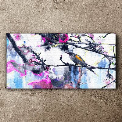Fotobilder Bunter Vogel auf einem Hintergrund aus Blumen
