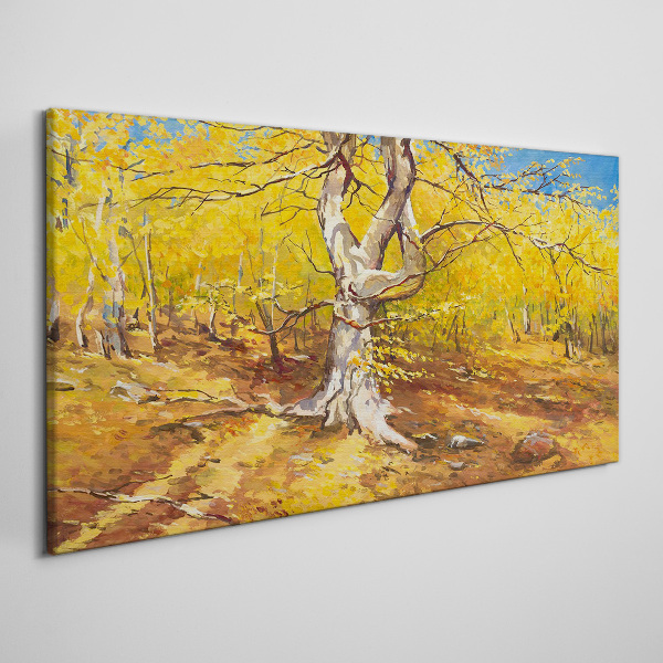 Foto auf leinwand Goldener Wald in herbstlicher Aura