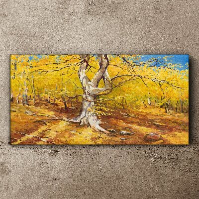 Foto auf leinwand Goldener Wald in herbstlicher Aura