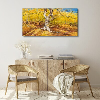 Foto auf leinwand Goldener Wald in herbstlicher Aura