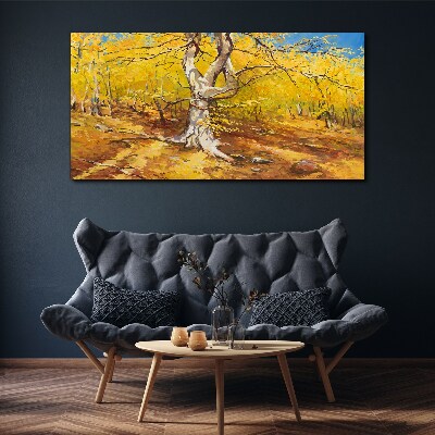 Foto auf leinwand Goldener Wald in herbstlicher Aura