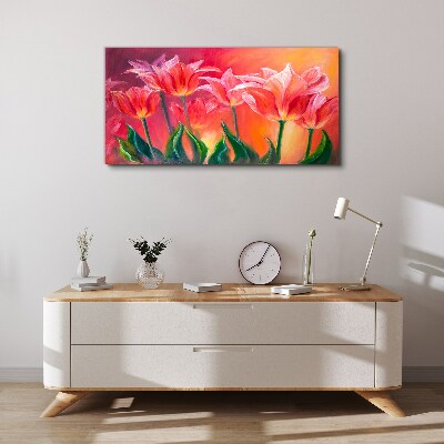 Foto auf leinwand Tulpen in Rosatönen