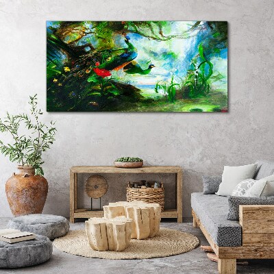 Wandbild Die geheimnisvolle Welt der Pfauenvögel