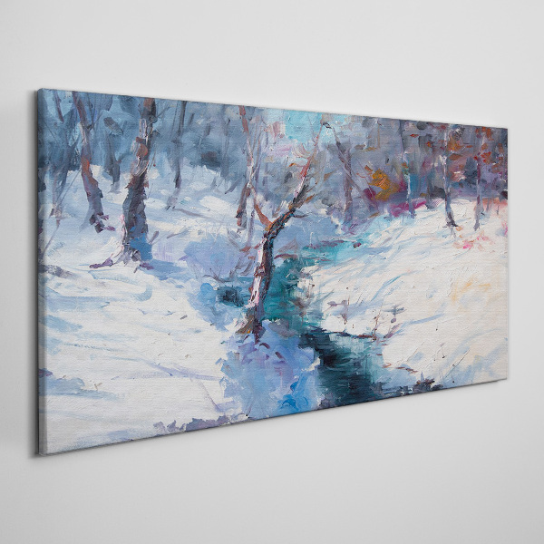 Foto auf leinwand Winterlandschaft mit einem Fluss