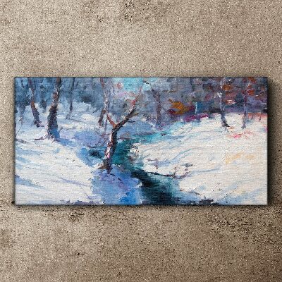 Foto auf leinwand Winterlandschaft mit einem Fluss
