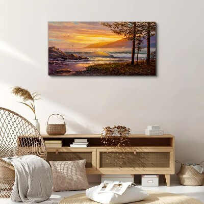 Bild auf leinwand Sonnenuntergang über der Küste