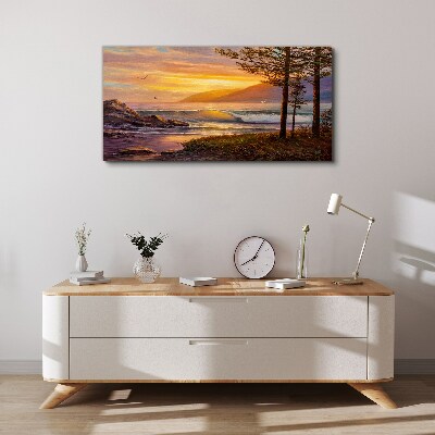 Bild auf leinwand Sonnenuntergang über der Küste