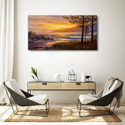 Bild auf leinwand Sonnenuntergang über der Küste