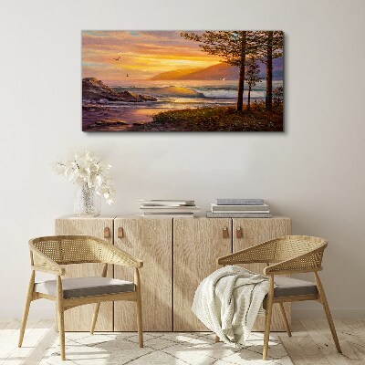 Bild auf leinwand Sonnenuntergang über der Küste