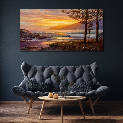 Bild auf leinwand Sonnenuntergang über der Küste