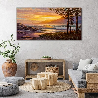 Bild auf leinwand Sonnenuntergang über der Küste