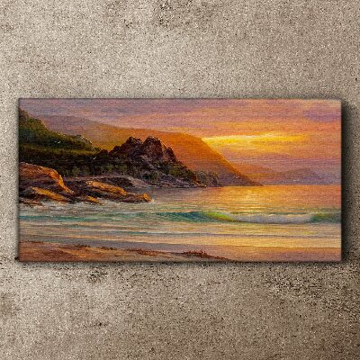Foto auf leinwand Sonnenuntergang über der Bergküste