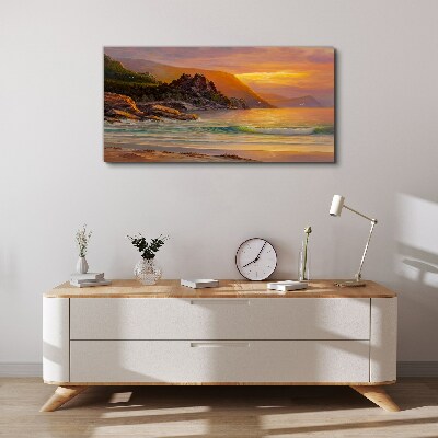 Foto auf leinwand Sonnenuntergang über der Bergküste