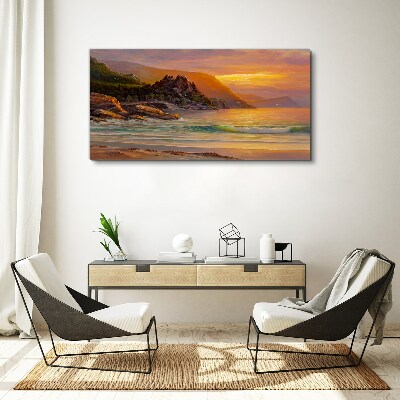 Foto auf leinwand Sonnenuntergang über der Bergküste