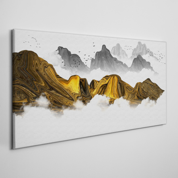 Foto leinwand Goldene Berge in den Wolken