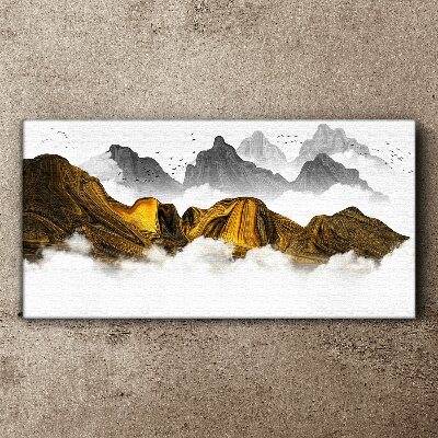 Foto leinwand Goldene Berge in den Wolken