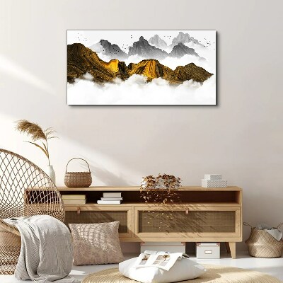 Foto leinwand Goldene Berge in den Wolken
