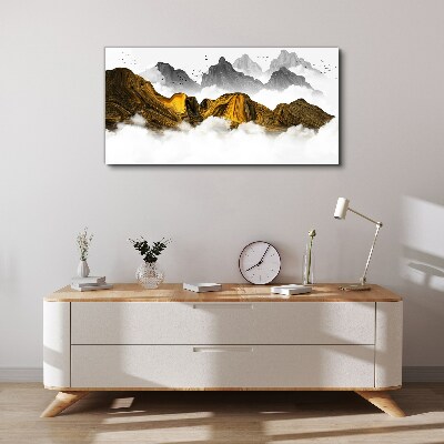 Foto leinwand Goldene Berge in den Wolken