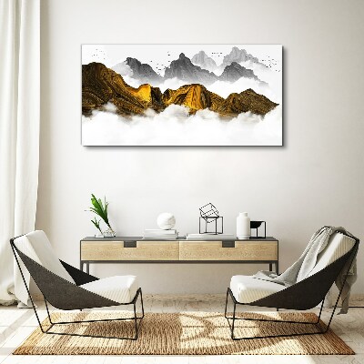 Foto leinwand Goldene Berge in den Wolken