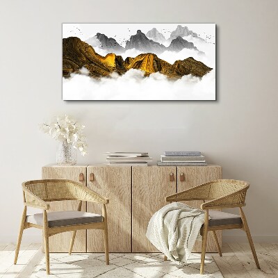 Foto leinwand Goldene Berge in den Wolken