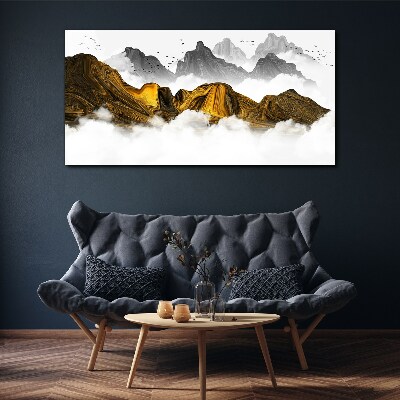 Foto leinwand Goldene Berge in den Wolken
