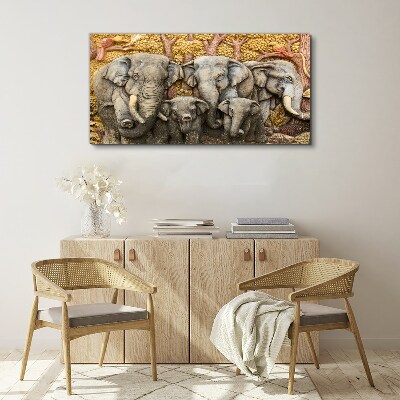 Foto auf leinwand Elefantenfamilie in einer Waldlandschaft
